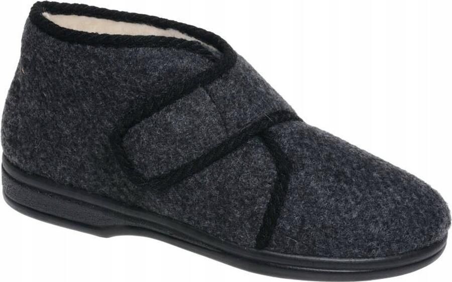 Warme Pantoffels met Klittenband Grafit