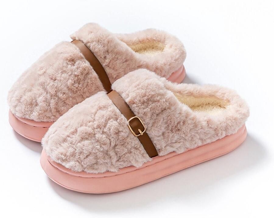 Warme pantoffels M Binnenlengte Valt klein uit Meet uw voetlengte om de juiste maat te kiezen Comfortabel en warm Dikke zool voor gebruik binnenshuis Gestructureerde antislipzool Warme pantoffels voor herfst winter