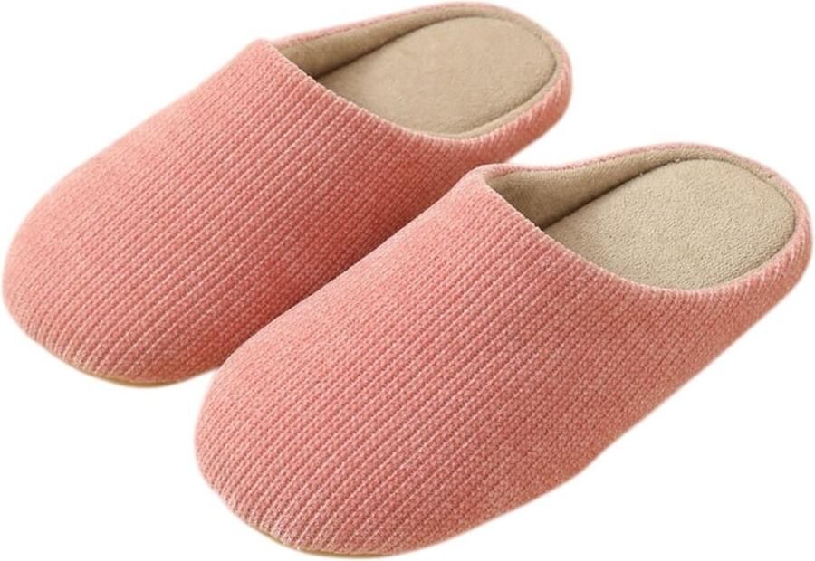 Warme pantoffels Unisex katoenen winterpantoffels Antislip zachte zool geluidsarm Comfortabel pluizig lichtgewicht Geschikt voor dagelijks gebruik in huis tijdens de winter (binnenlengte: -Rozerood