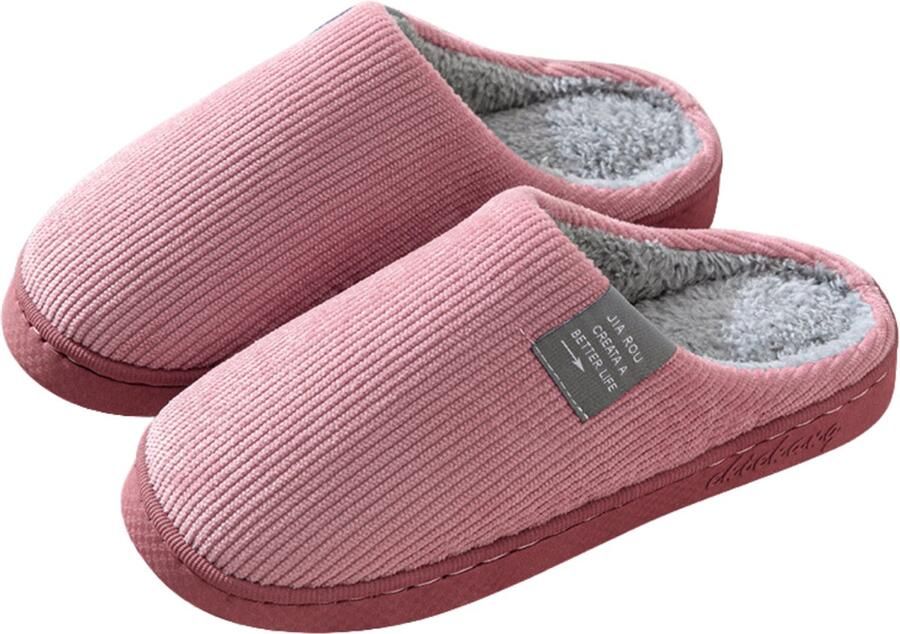 Warme Pluche Huishoudpantoffels Antislip en Pantoffels met Dikke Zolen Zachte Binnenpantoffels voor Winter & Thuisgebruik Vallen klein ROZE