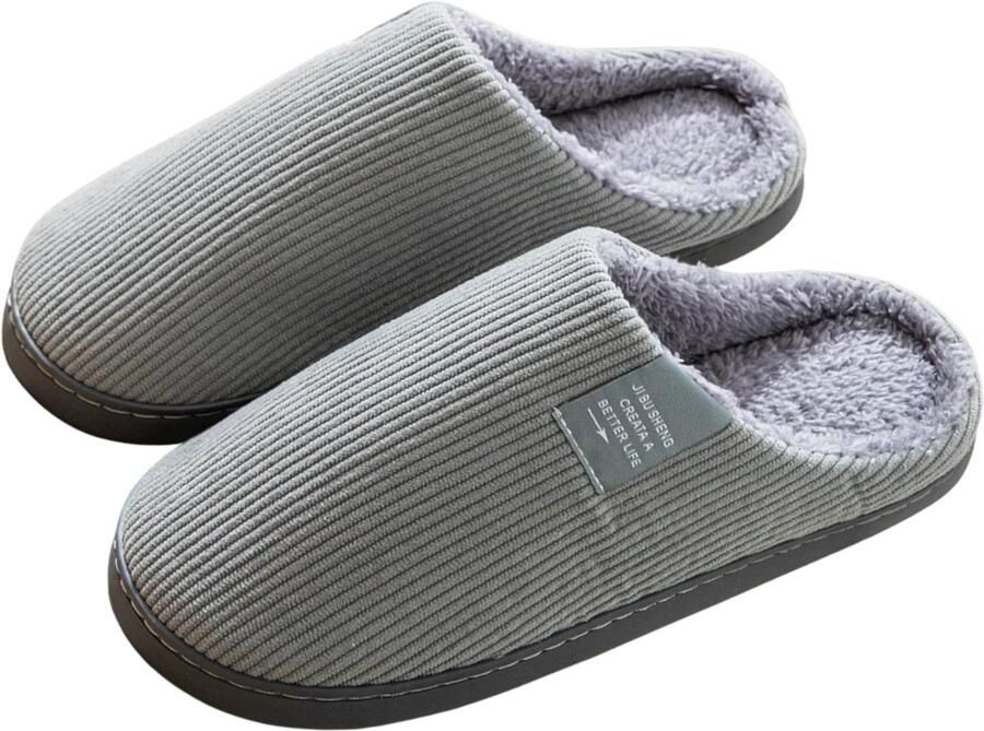Warme Pluche Huishoudpantoffels Antislip en Pantoffels met Dikke Zolen Zachte Binnenpantoffels voor Winter & Thuisgebruik Vallen klein GRIJS