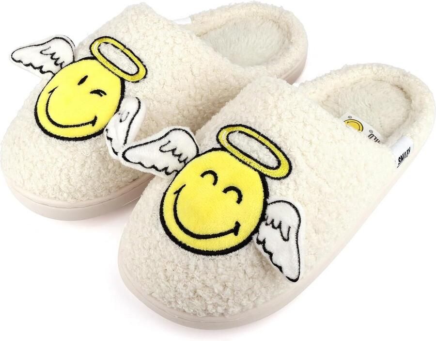 Warme Pluche Huisslippers met Cartoon Glimlach voor en