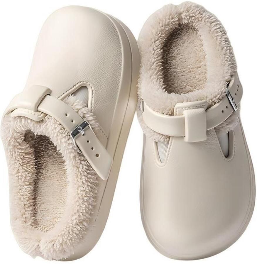 Warme pluche pantoffels (unisex) Waterafstotende bovenkant Antislipzool Khaki ??41