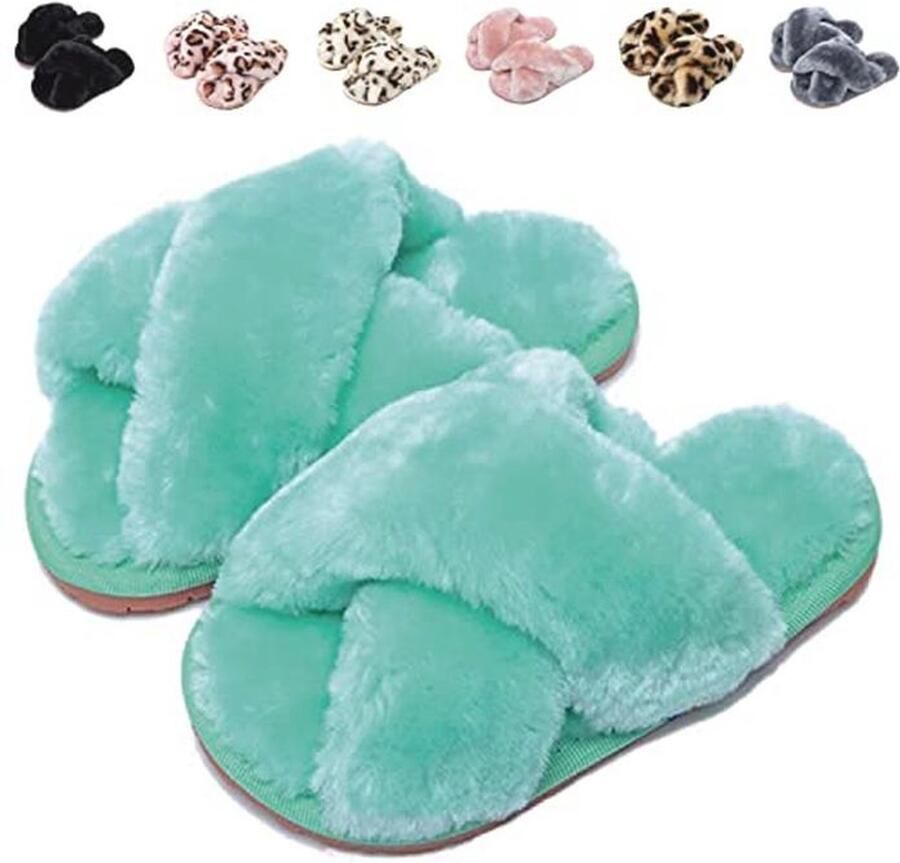 Warme pluche pantoffels voor dames en meisjes comfortabele antislip slippers
