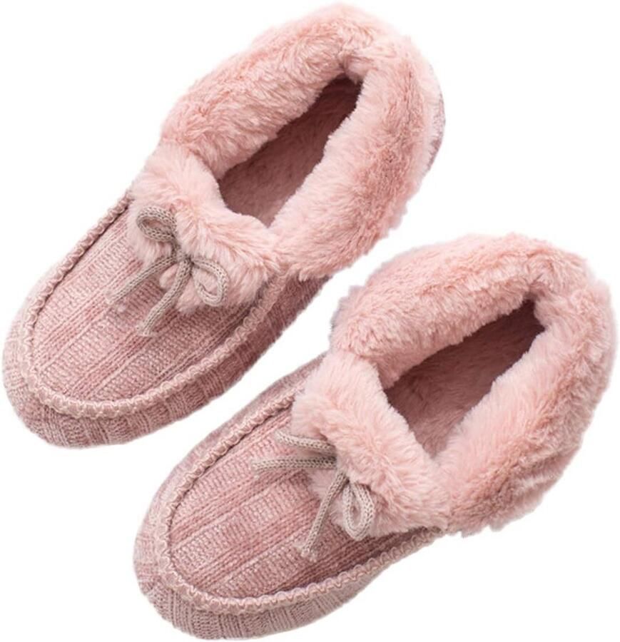 Warme Pluche Sloffen voor Dames Zachte Chenille Huisschoenen met Antislipzool