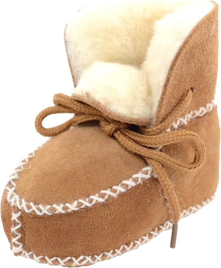 Warme Schapenvacht Slofjes met Veters voor baby's en Kinderen