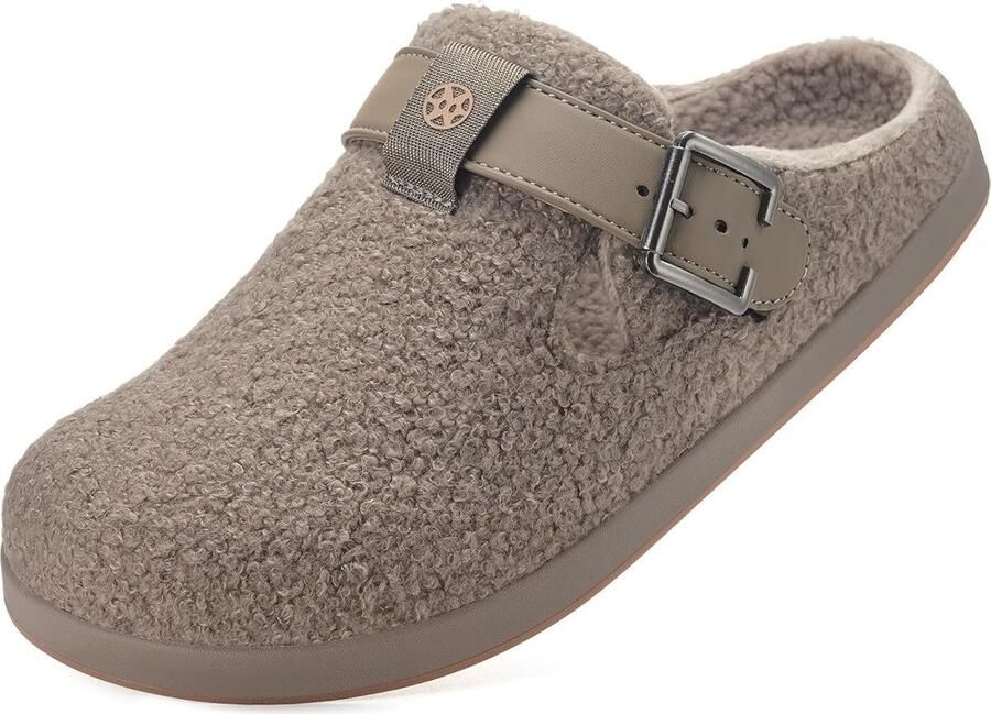 Warme Unisex Instappers Open Schoen Khaki Met Kurken Voetbed