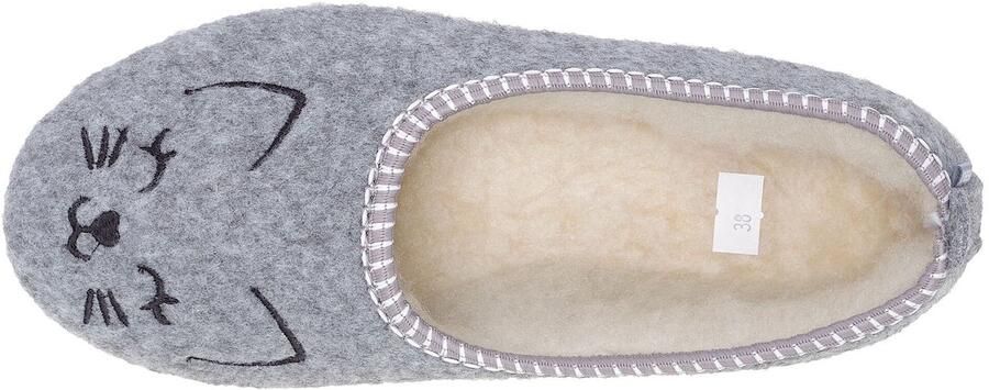 Warme vilten ballerina pantoffels met wol