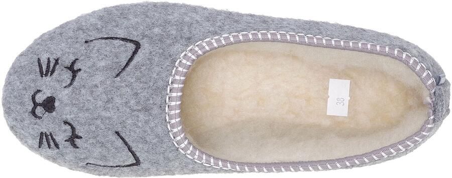 Warme vilten ballerina pantoffels met wol