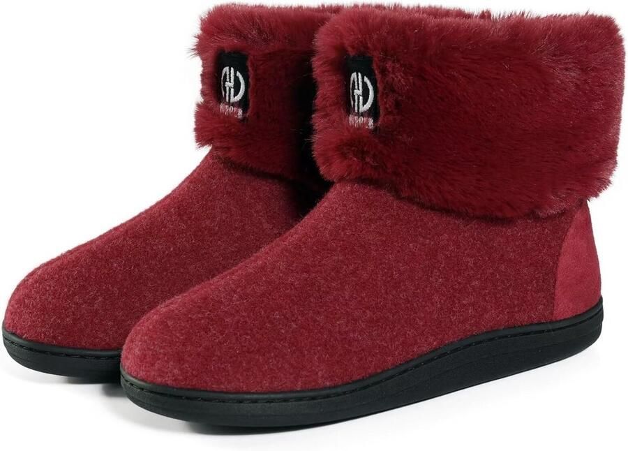 Warme Vilten Huislaarzen met Antislip Rubberen Zool voor en t m