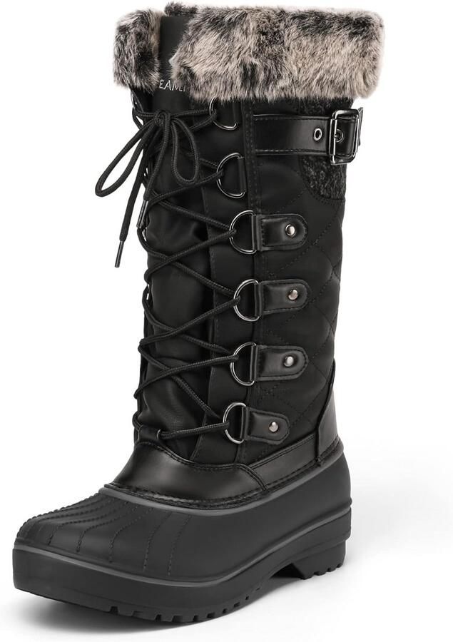 Warme waterdichte sneeuwlaarzen dames met imitatiebont voering en antislipzool