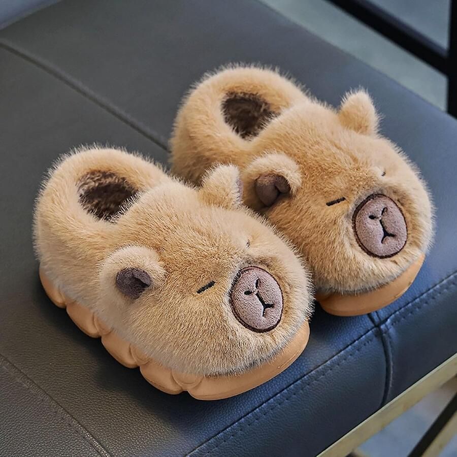 Warme Winter Slippers voor Kinderen Pluche Dierenpantoffels (Konijn Capibara) Sluitende Katoenen Fluffy en Zachte Pantoffels voor en Schattige Cartoonstijl