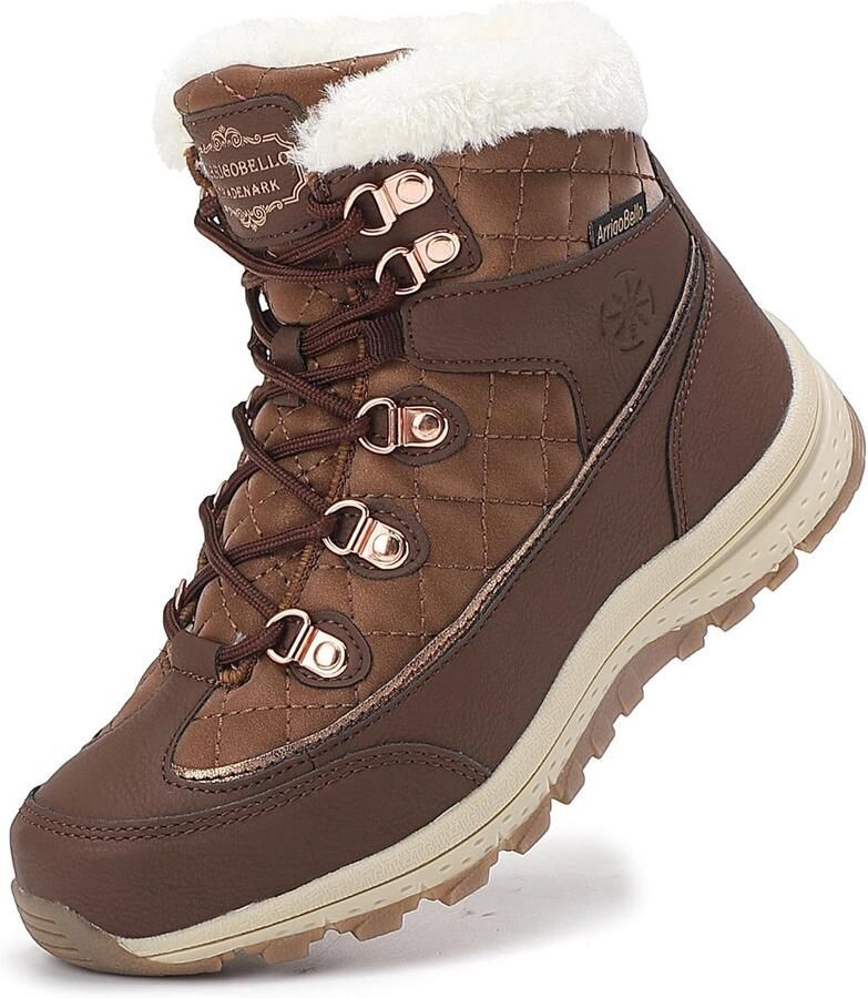 Waterdichte Warme Winterlaarzen Dames met Bontvoering Wandelschoenen met Veters