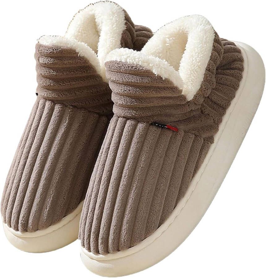 Warme Zachte Dames Slippers Fuzzy Pluche Plat Antislip Pantoffels voor Binnen en Buiten