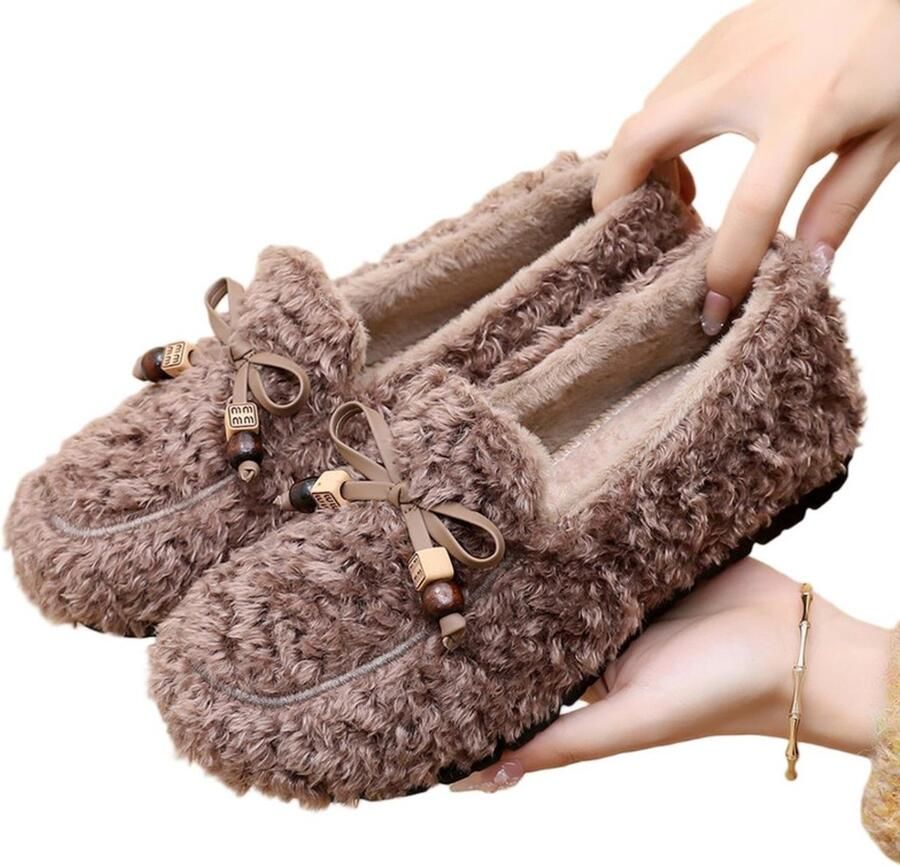 Warmte Maat XS-36 Geschikt voor voetlengte Valt klein uit Pluche pantoffels voor dames Schoenen met zachte zool Platte schoenen Casual schoenen Antislipschoenen Damesschoenen Pantoffels voor binnenshuis