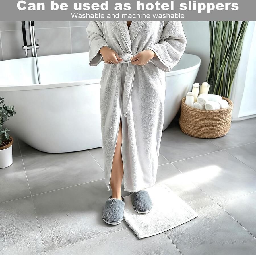 Wasbare Slippers voor Gasten Set van 2 7mm Antislip EVA Zool Herbruikbare Slippers voor Thuis Hotel en Reizen