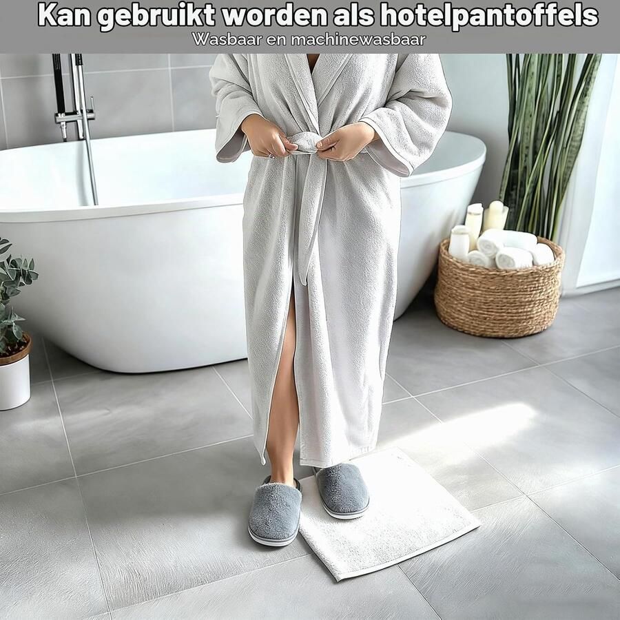 Wasbare Slippers voor Gasten Set van 2 7mm Antislip EVA Zool Herbruikbare Slippers voor Thuis Hotel en Reizen