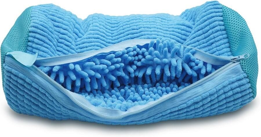Wasmachine Tas voor Schoenen Herbruikbare & Duurzame Pluche Sneakers Tas voor Trainers Tennisschoenen Slippers Blauwe Rits