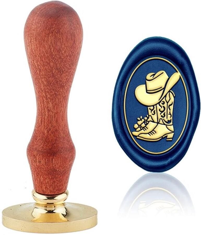 Waszegelstempel Vintage Western Cowboylaarzen Hoes Design Afneembare Messing Stempelkop Houten Handvat 30 x 20 mm Voor Decoratie en Afdichting Afdrukstempel