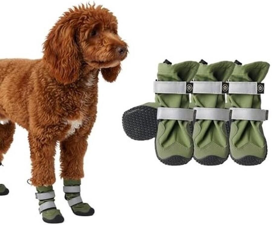 Waterafstotende hondenschoenen voor middelgrote en grote honden antislip reflecterende hondenlaarzen voor regen en sneeuw set van