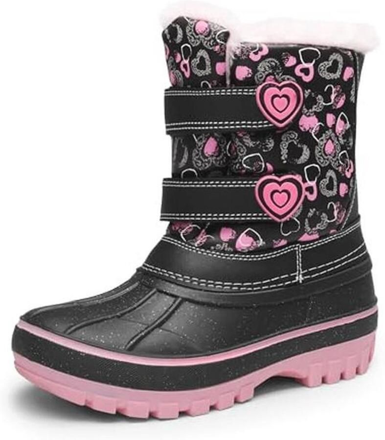 Waterdichte Ankle Snowboots voor Kinderen in Zwart en Roze