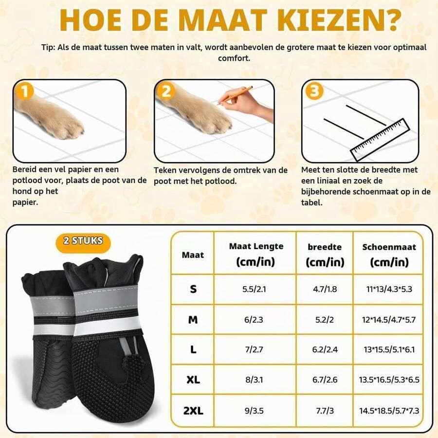 Waterdichte Antislip Hondenlaarzen met Reflecterende Verstelbare en Wasbare Bandjes voor Kleine en Middelgrote Honden 2 Paar