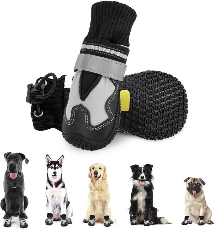 Waterdichte Antislip Hondenschoenen met Reflecterende Sluiting voor Alle Weertypes