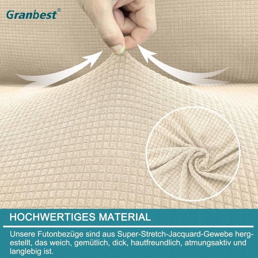Waterdichte armloze futon-afdekking hoge stretch futon-bescherming voor opvouwbaar slaapbank anti-slip sofabescherming zonder armleuning (beige)