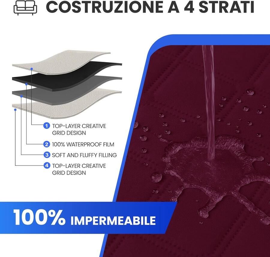 Waterdichte Bankhoes Hoekbank 3 Zits(L-Vorm Omkeerbaar Rechter Linker Universele Peninsula Sofa Cover L Shape met Armleuningen Bankovertrek Tegen Dierenharen Bordeaux