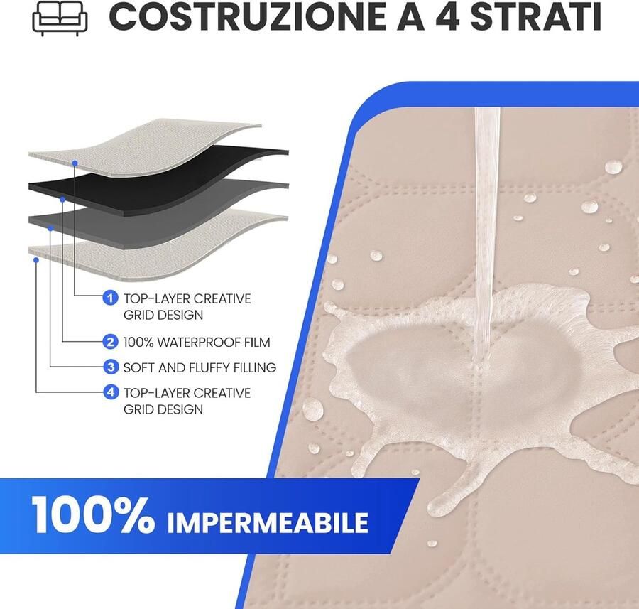 Waterdichte Bankhoes Hoekbank 4 Zits(L-Vorm Omkeerbaar Rechter Linker Universele Peninsula Sofa Cover L Shape met Armleuningen Bankovertrek Tegen Dierenharen Beige