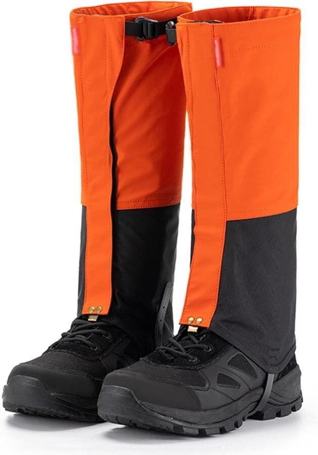 Waterdichte Been Gaiters Schoenhoezen Slobkousen Outdoor Wandelen Bescherming Verstelbaar Oxford Stof Tot Knie Lengte Oranje