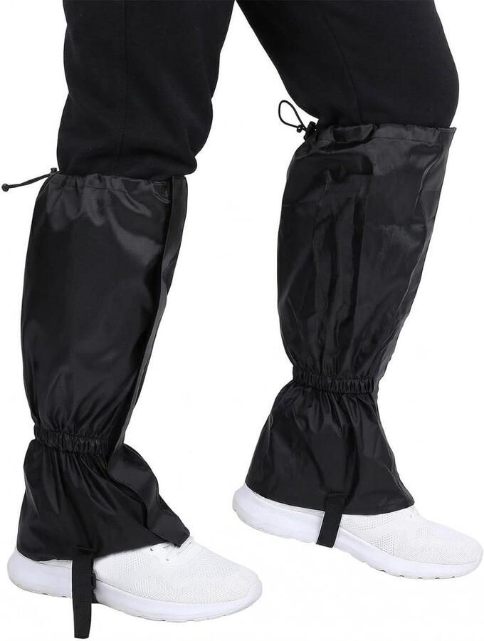 Waterdichte Beenkappen Slobkousen Outdoor Bescherming Tegen Weer Scheurbestendig Oxford Weefsel Hoog Zwart