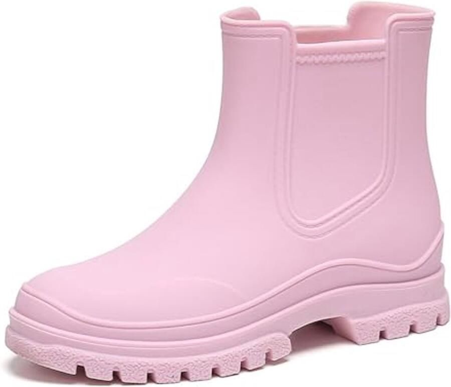 Waterdichte Chelsea Boots voor Dames Korte Slip-on Regenlaarzen Tuinlaarzen Zwart