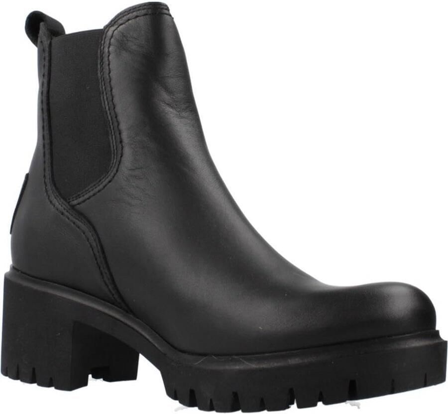 Waterdichte Dames Chelsea Boots met Hak Zwart Leer