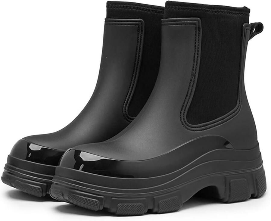 Waterdichte Rubberlaarzen Dames Halfhoog Model Chelsea Boots voor Regen en Tuin