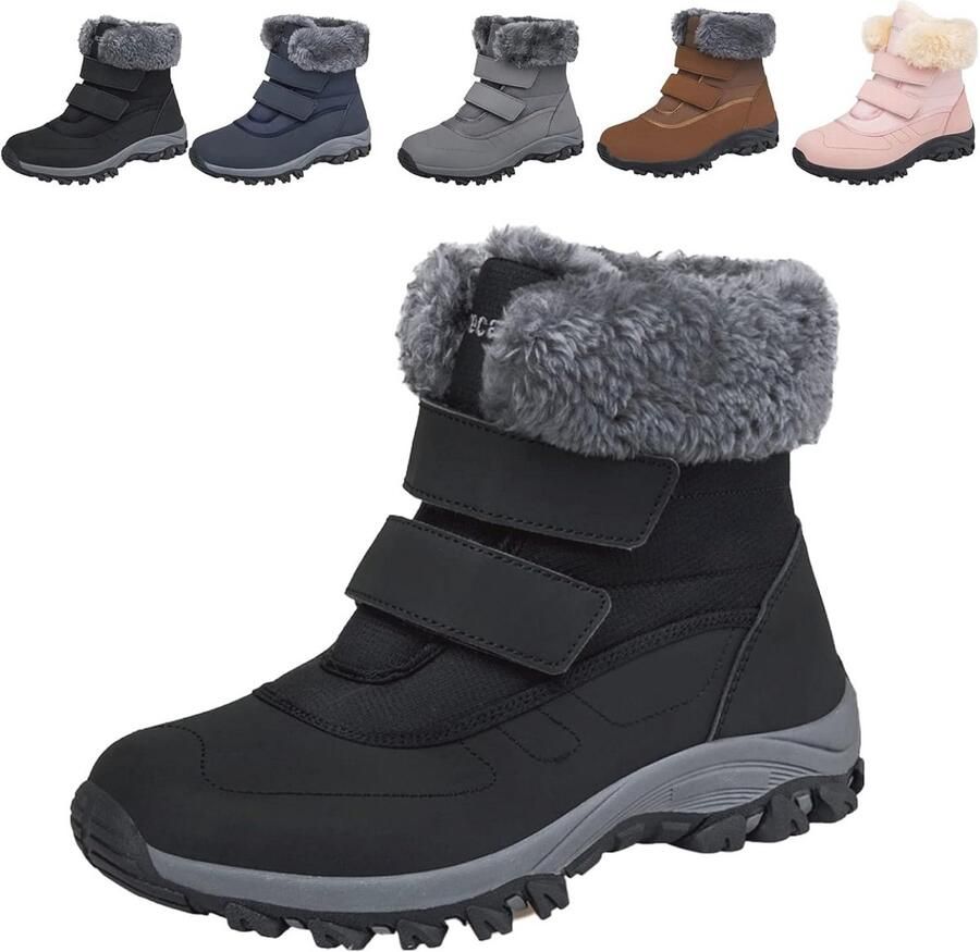 Waterdichte dames wandelschoenen Warme bontgevoerde enkellaarzen voor winterse omstandigheden