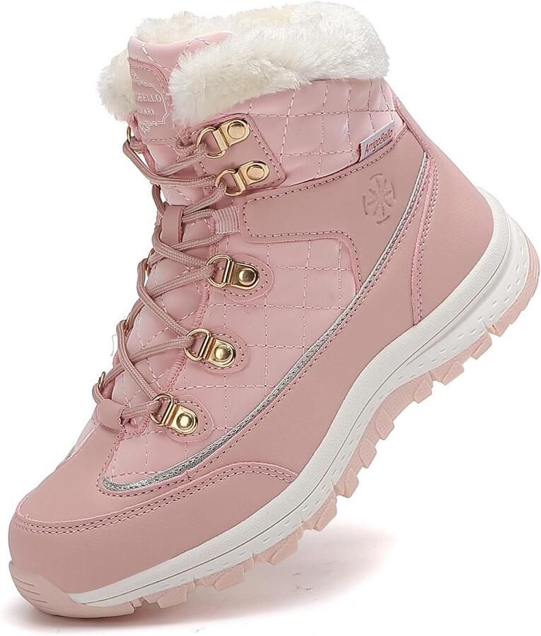 Waterdichte Dames Winterlaarzen met Warme Bontvoering en Veters Ideaal voor Wandelen en Sneeuw