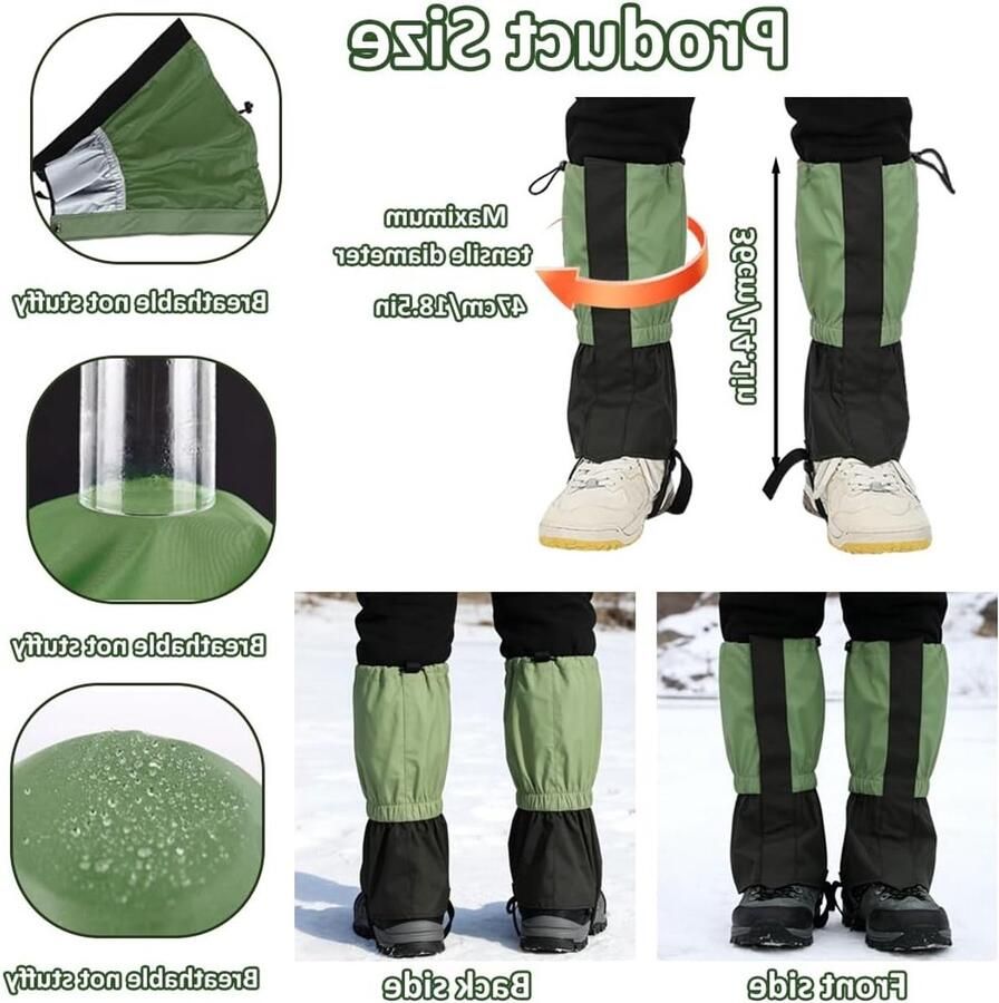 Waterdichte en ade de gaiters voor outdoor activiteiten zoals wandelen klim en skiën verstelbaar en stofdicht