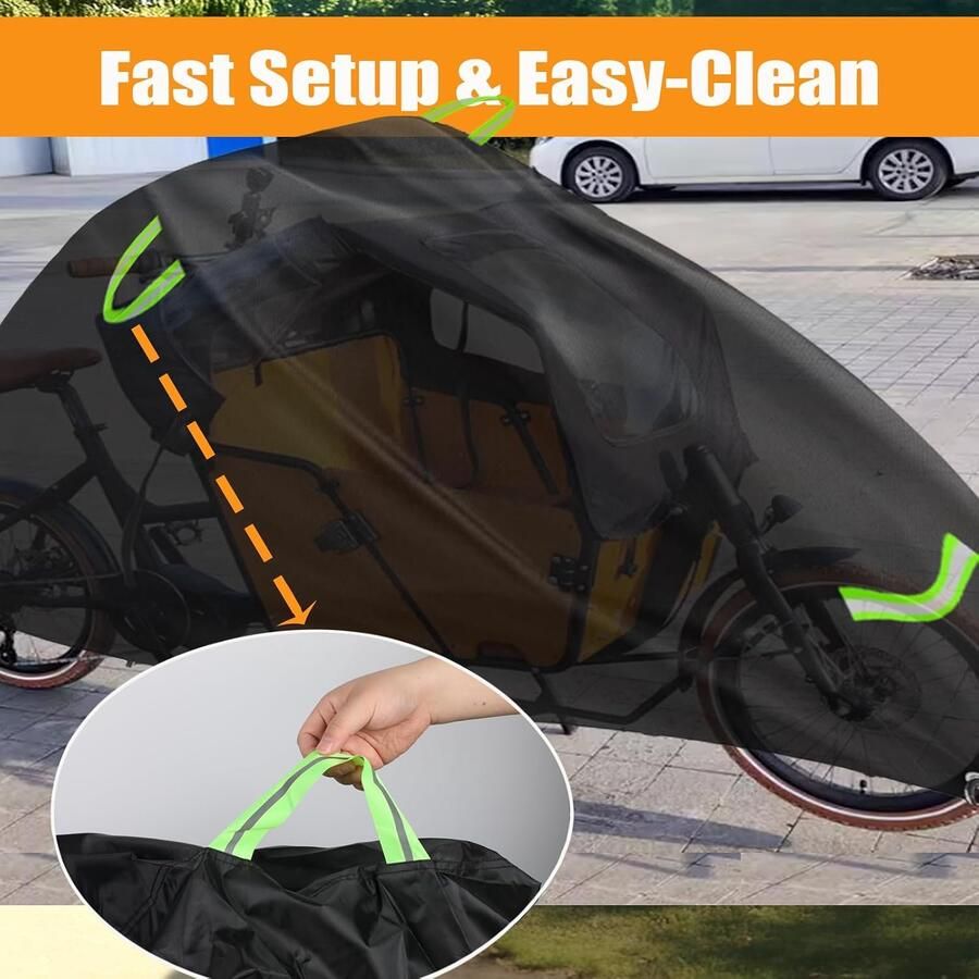Waterdichte fietshoes 420D Oxford-weefsel beschermhoes voor eensporige laadwielen met reflecterende strepen uv-bescherming scheurvast 280 x 65 x
