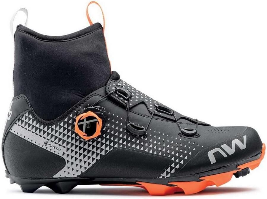 Waterdichte Gore-Tex Winterschoenen voor MTB en Wielrennen Zwart Oranje