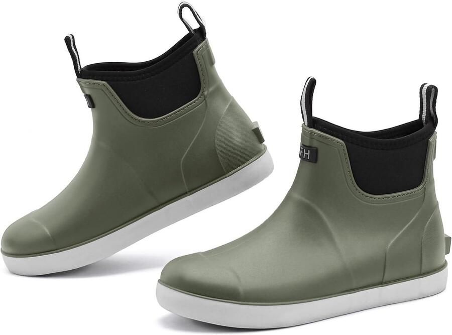 Waterdichte Heren Enkellaarzen Antislip Rubber Bovenwerk voor Tuin en Regen