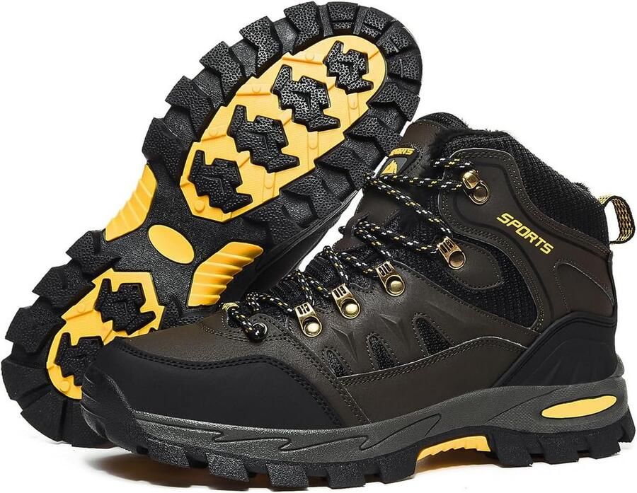 Waterdichte Heren Wandelschoenen Hoog Model Warme Voering Outdoor Trekking en Klimschoenen