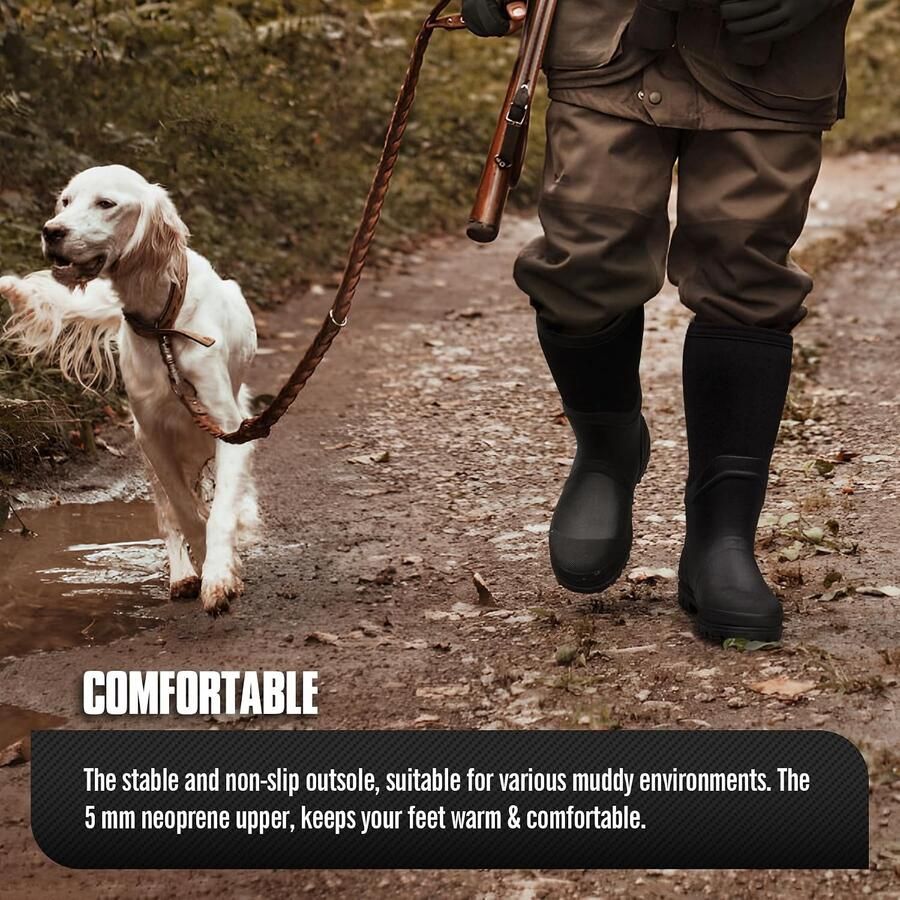 Waterdichte Hoge Rubberlaarzen voor Mannen Warm en Geïsoleerd met Neopreen Perfect voor Buitenactiviteiten