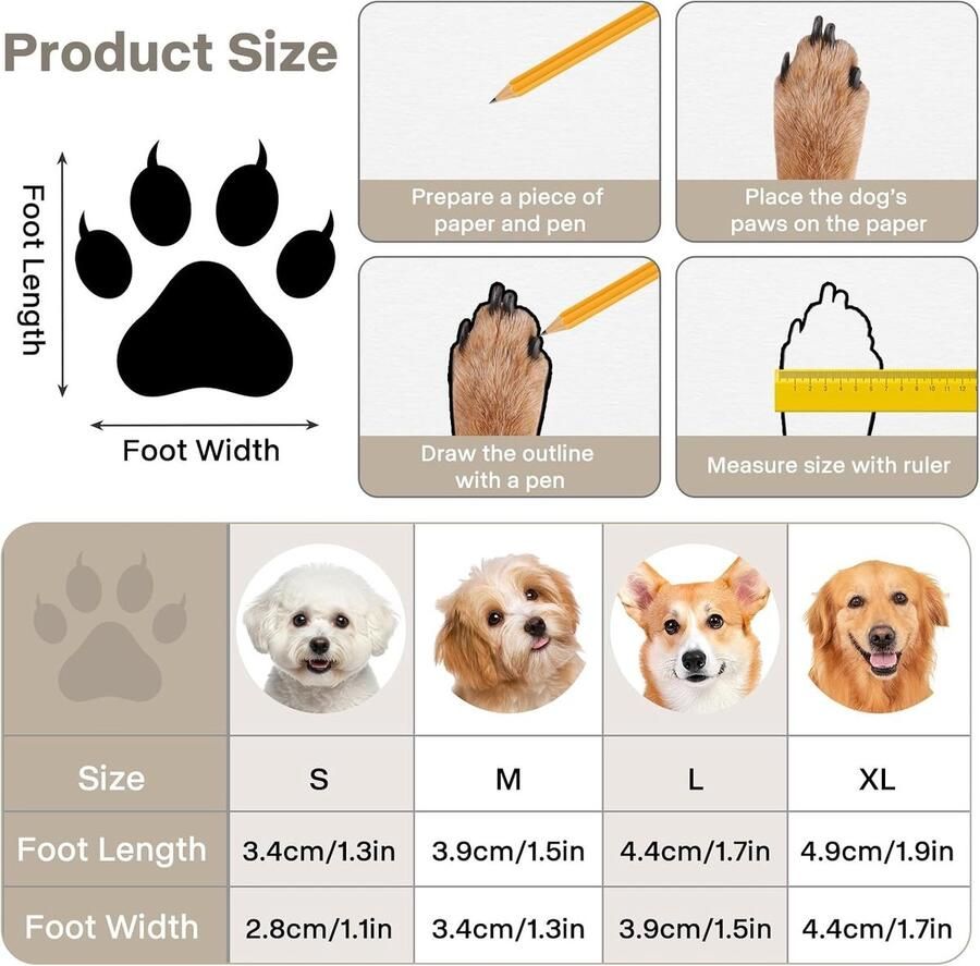 Waterdichte hondenlaarzen 4-pack sneeuwlaarzen voor honden winterbescherming voor poten geschikt voor kleine middelgrote en grote honden