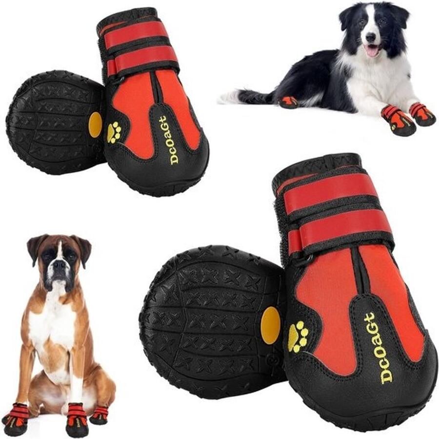 Waterdichte Hondenlaarzen 4 Stuks Antislip Pootbeschermers voor Grote Honden Warmte- & Slijtagebescherming