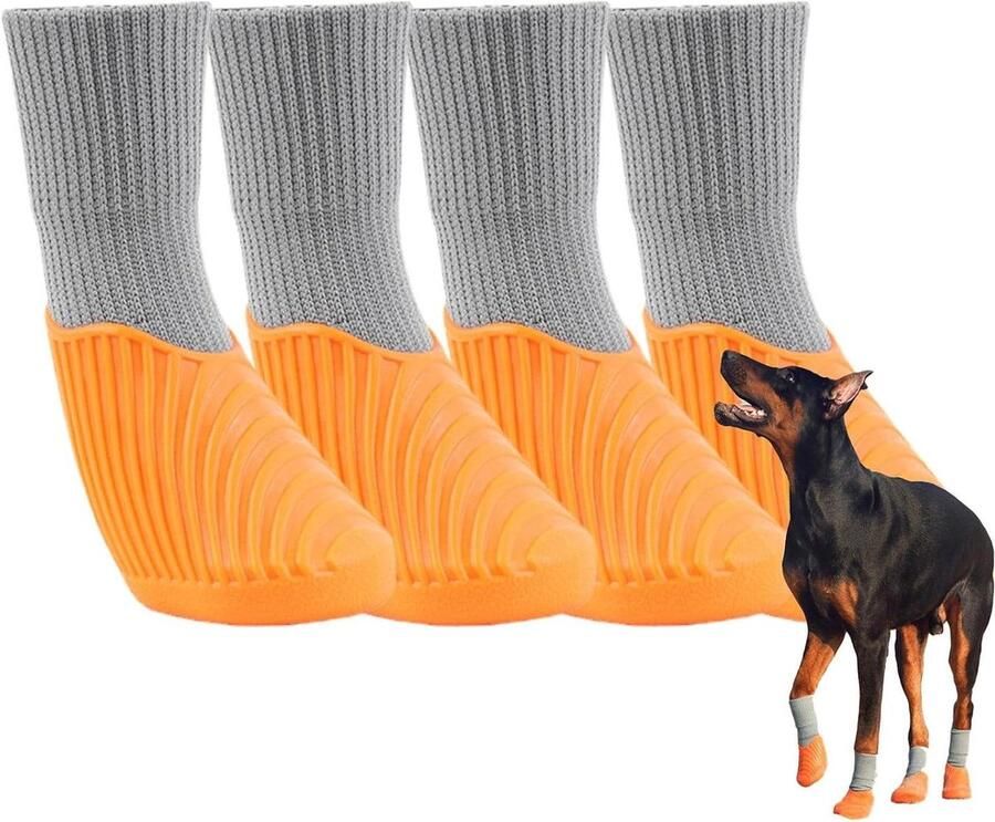 Waterdichte Hondenlaarzen Hondenschoenen Pootbeschermers Bescherming Buiten Antislip Zool 4 stuks Zwart - Foto 2