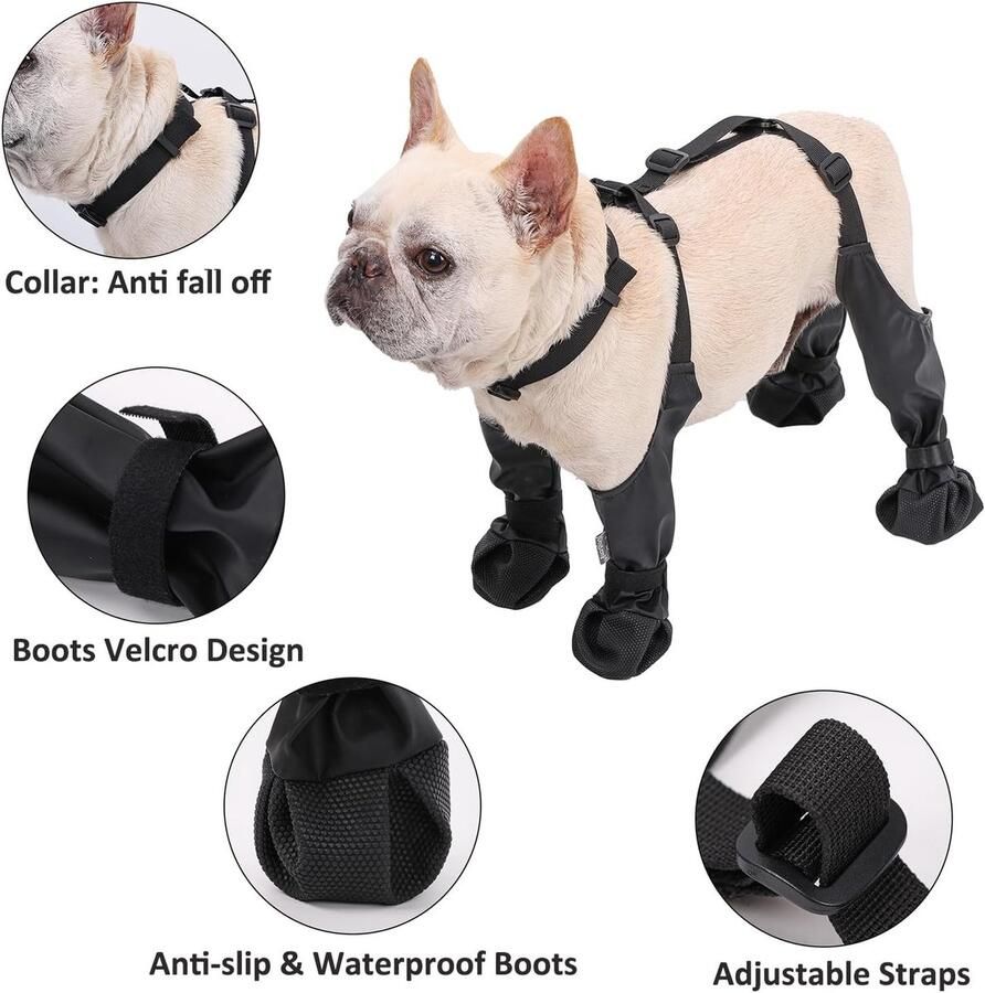 Waterdichte hondenlaarzen met bevestigingsrie bescher de zool voor kleine en middelgrote honden vuilafstotend en antislip voor buitenactiviteiten