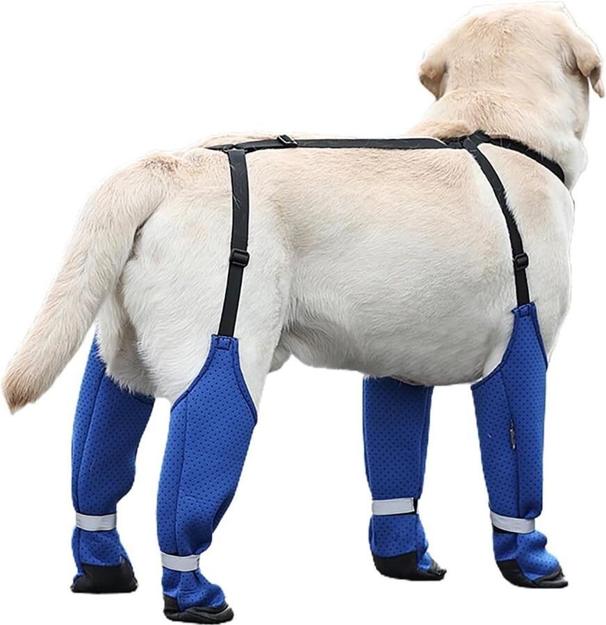 Waterdichte Hondenlaarzen Pootbeschermers Honden Buitenactiviteiten Bescherming Antislip Grip Bretels Middelgrote Huisdieren Blauw
