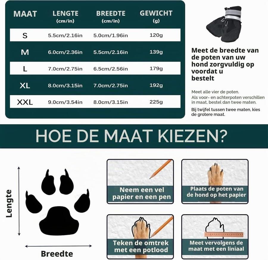 Waterdichte hondenlaarzen set van 4 antislip bescher de schoenen voor middelgrote en grote honden ideaal voor buitenactiviteiten en winterse omstandigheden