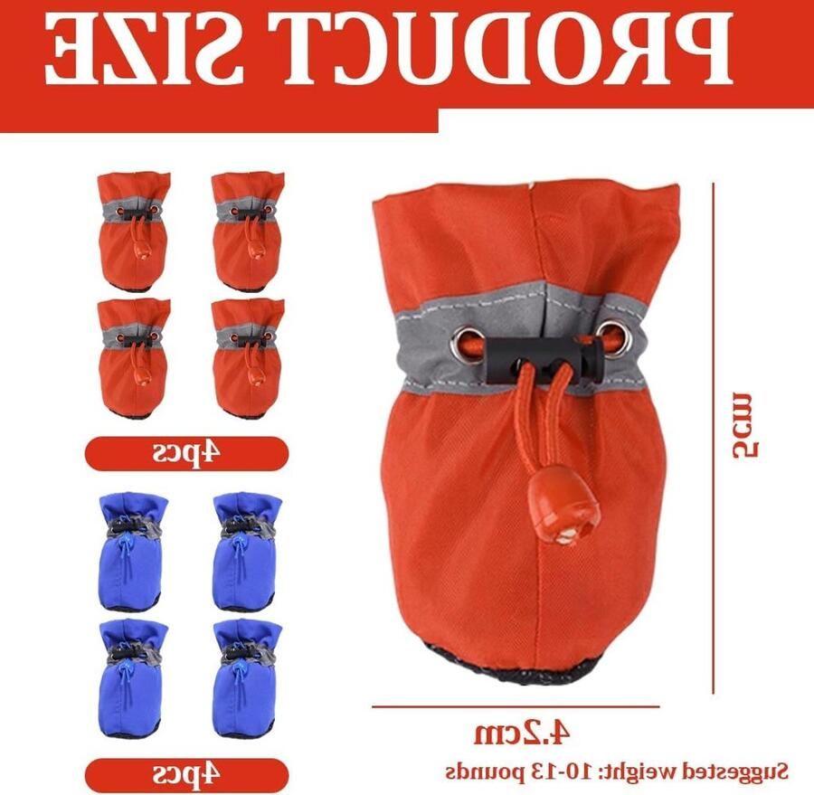 Waterdichte hondenlaarzen voor kleine en middelgrote honden 8-pack sneeuwboots met antislipzool en optimale pootbescherming in de winter